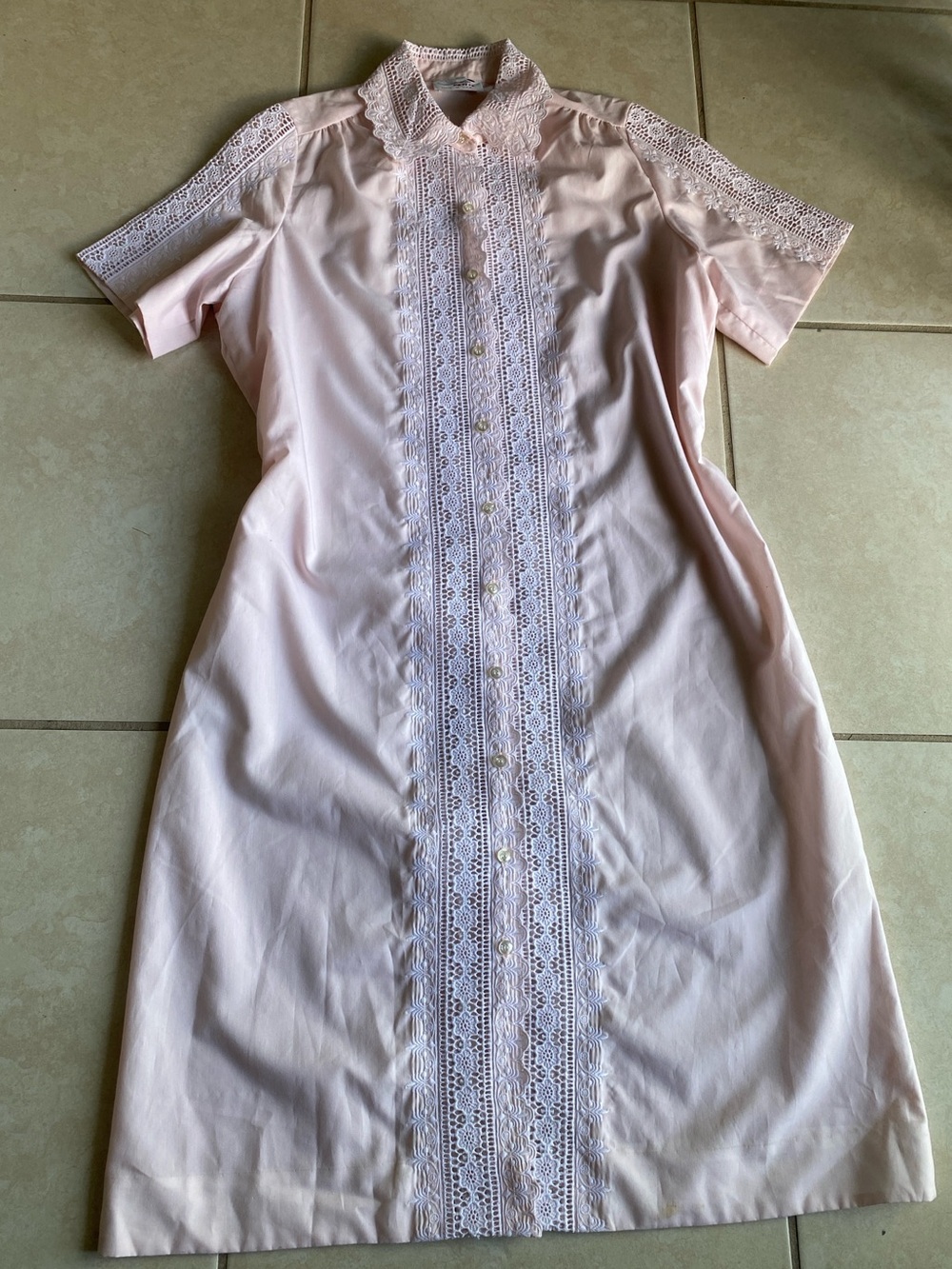 Vtg Serbin of Florida Shirtdress Baby Pink